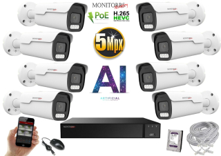 Monitorrs Security park AI IP 8 kamerový set 5 Mpix WTube (6185K8)